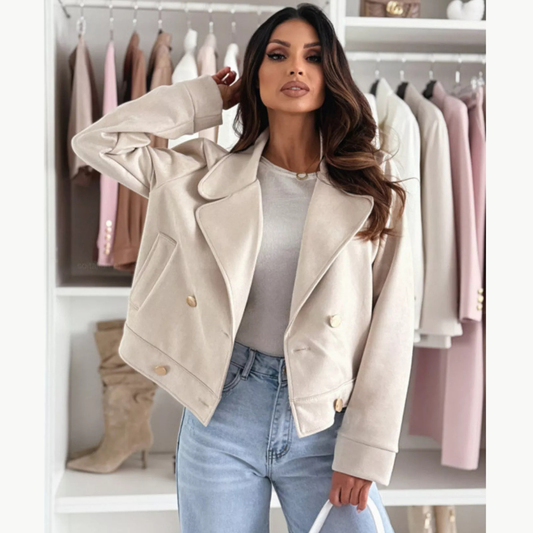 Double-Breasted Lapel Collar Jacket