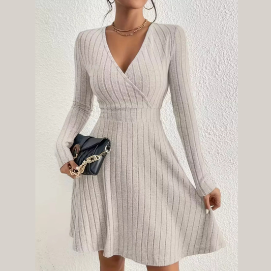 Ribbed Knit Wrap Mini Dress