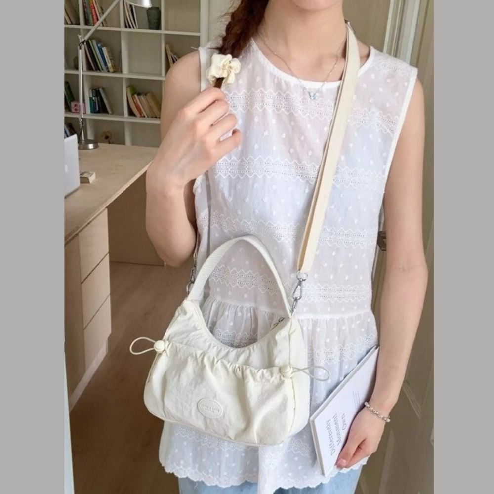 Drawstring Ruched Lightweight Crossbody Bag