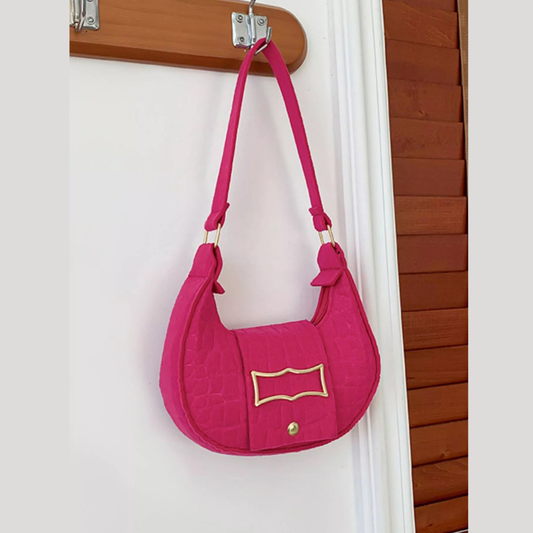 Crocodile Embossed Flap Shoulder Bag