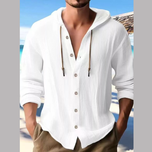 Men's Full Size Casual Button-Down Hooded Top Plus Size