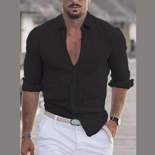 Men's Full Size Casual Button-Down Shirt Plus Size