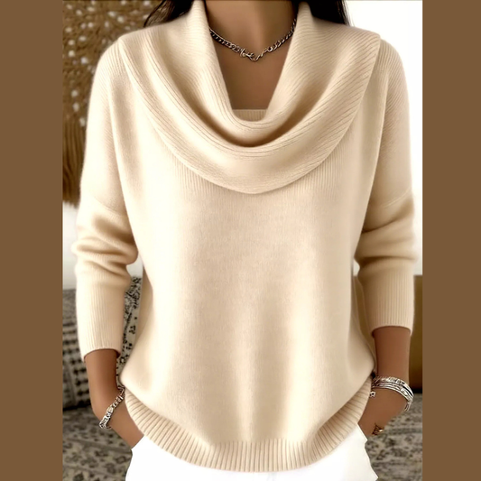 Full Size Cowl Neck Solid Color Sweater Plus Size