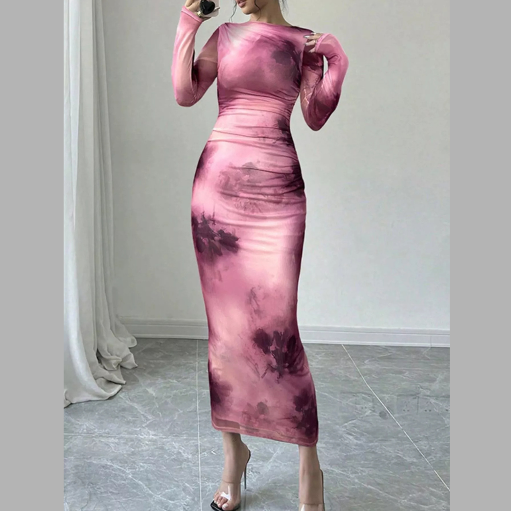 Tie-Dye Bodycon Maxi Dress