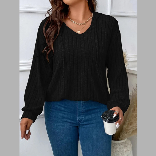 Plus Size Drawstring Dropped Shoulder Hooded T-Shirt