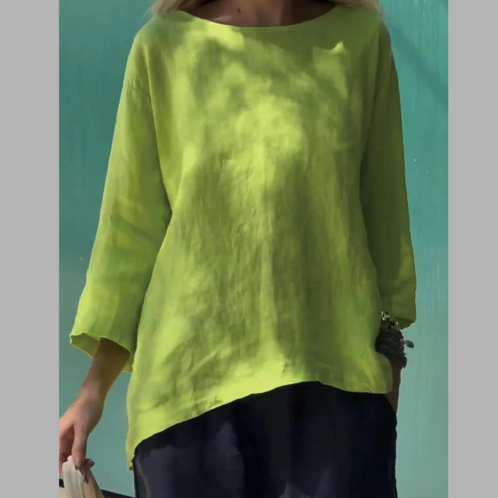 Full Size Round Neck Relaxed Fit Blouse Plus Size