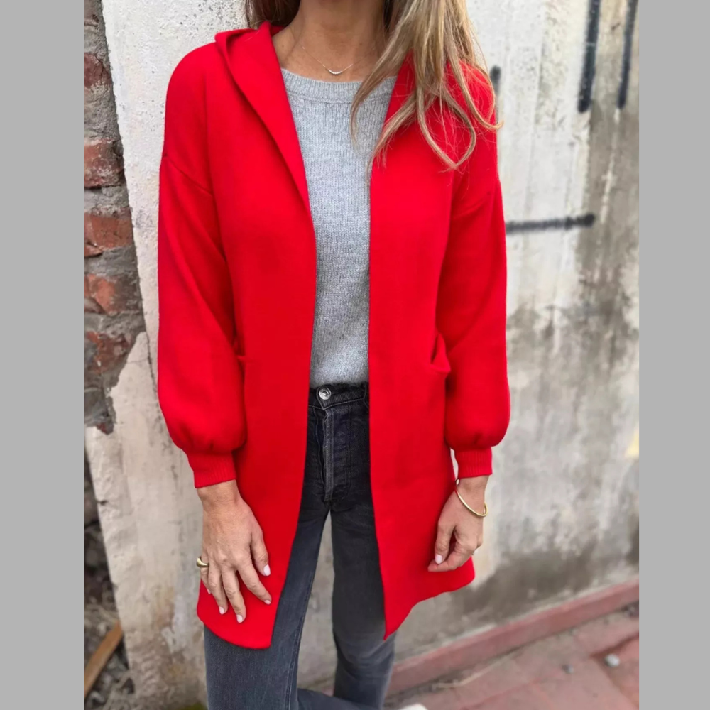 Full Size Open Front Drop Shoulder Hooded Cardigan Plus Size