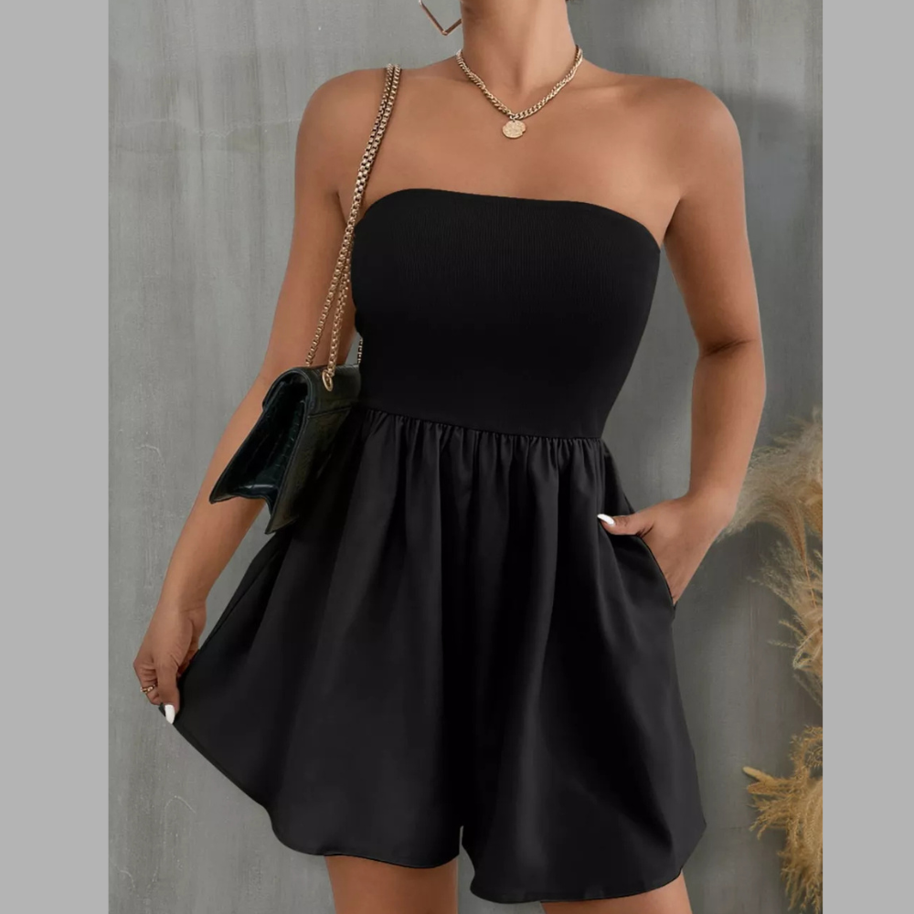 FAM-FAM Pocketed Tube Wide Leg Romper