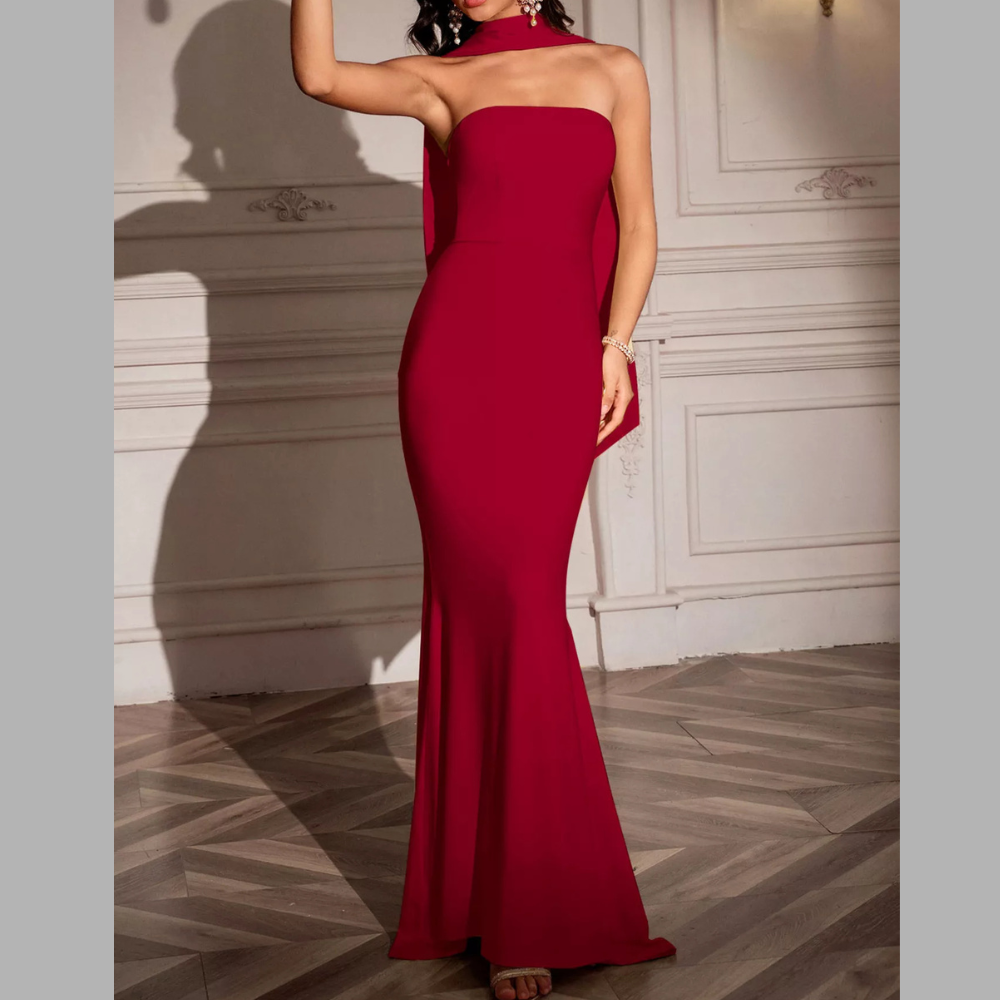 Tube Mermaid Maxi Dress with Scarf Detail