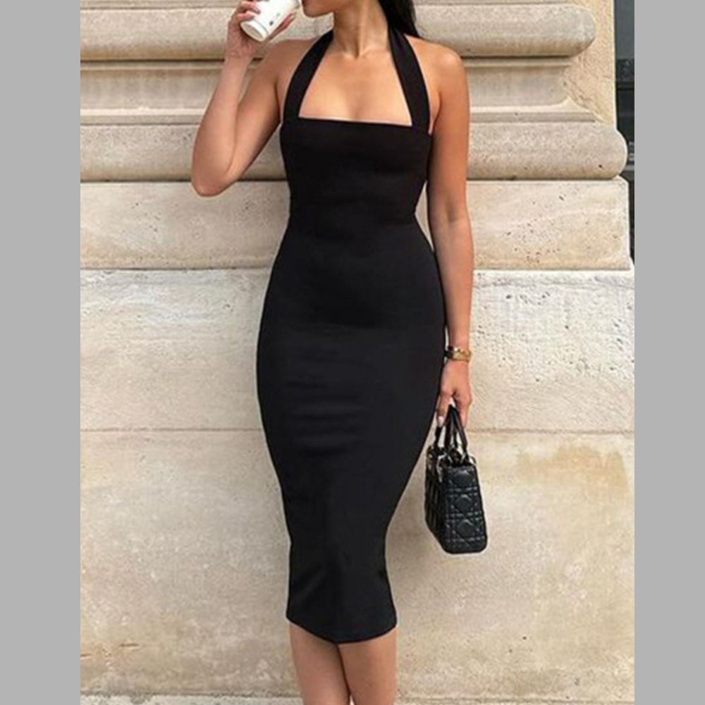 Halter Neck Bodycon Midi Dress