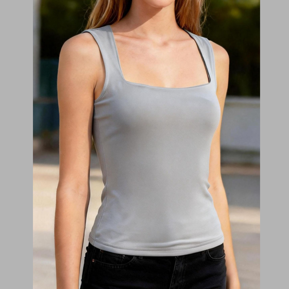 Full Size Square Neck Slim Fit Tank Top Plus Size