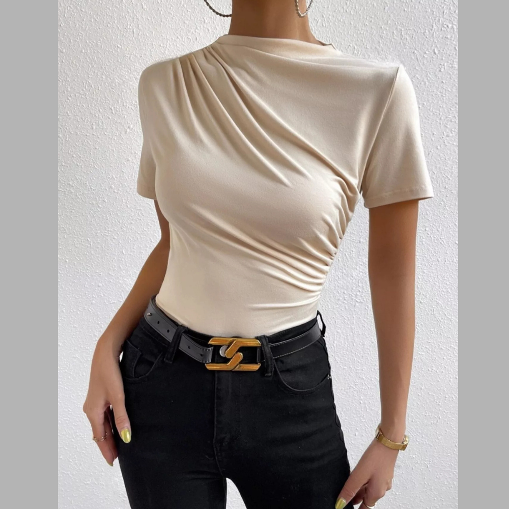 Elegant Draped Short Sleeve Top