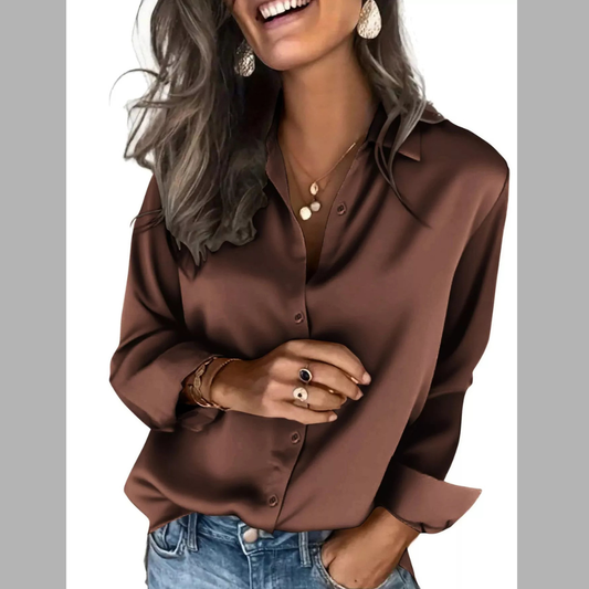 Satin Button-Down Shirt