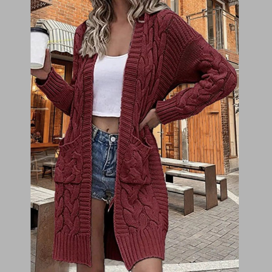 Open Front Chunky Knit Cardigan
