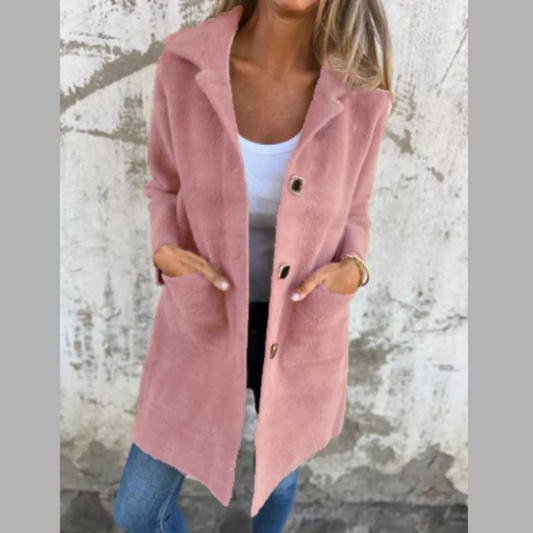 Full Size Button-Down Long Sleeve Longline Coat Plus Size