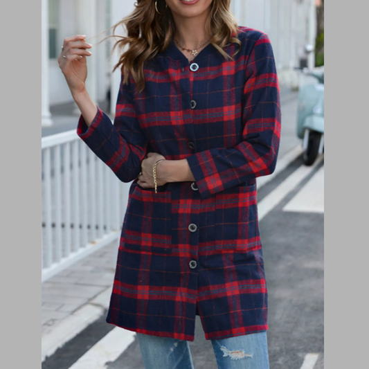 Plus Size Plaid Button-Down Longline Shirt