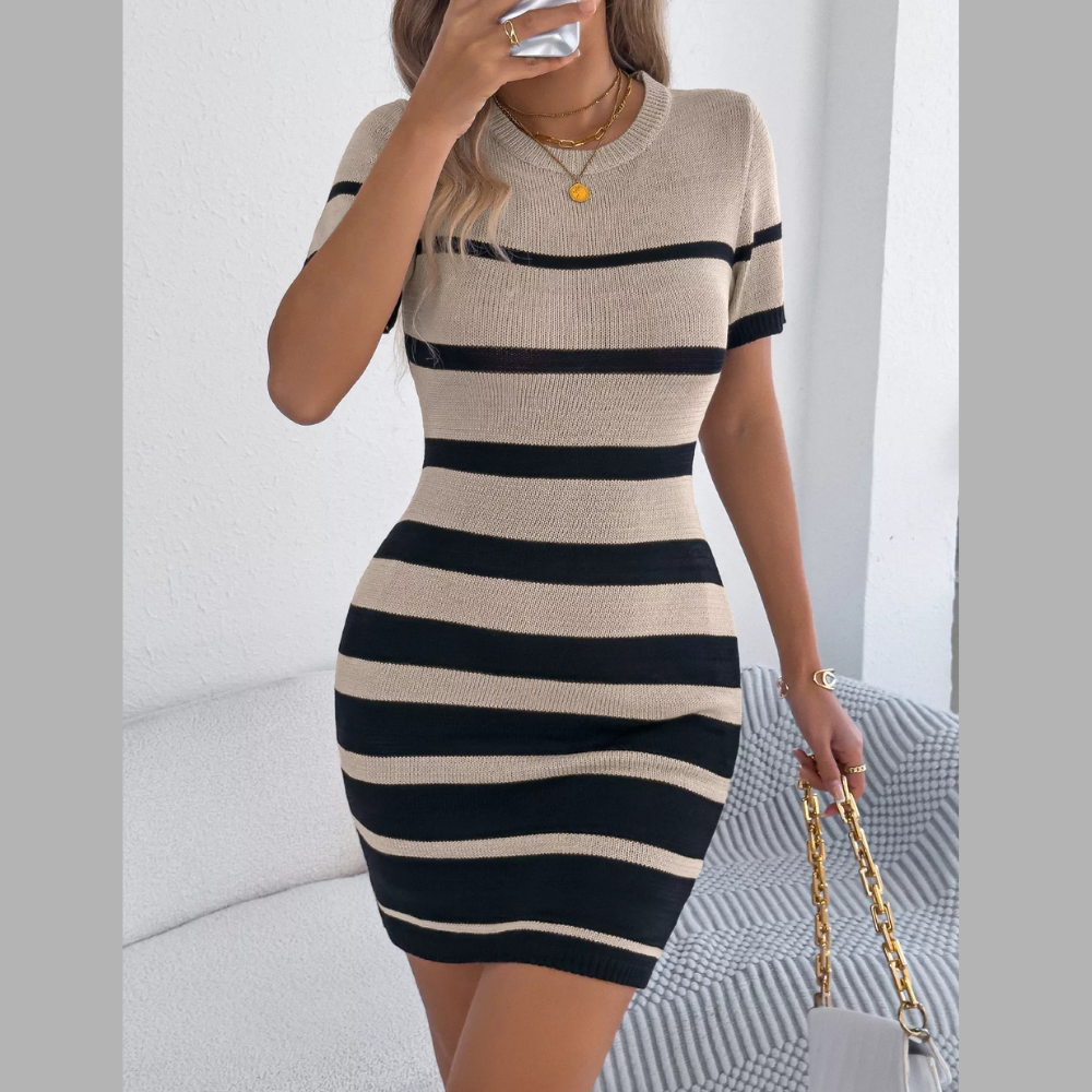 Striped Bodycon Knit Mini Dress