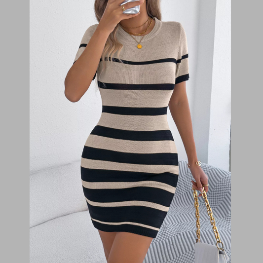 Striped Bodycon Knit Mini Dress