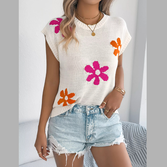 Flower Round Neck Sweater