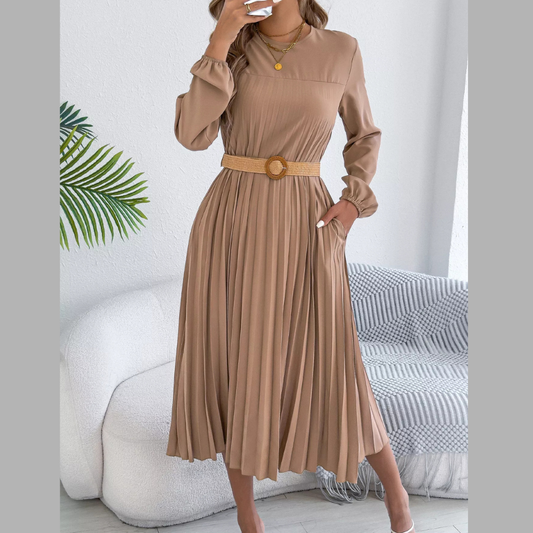Pleated A-Line Midi Dress