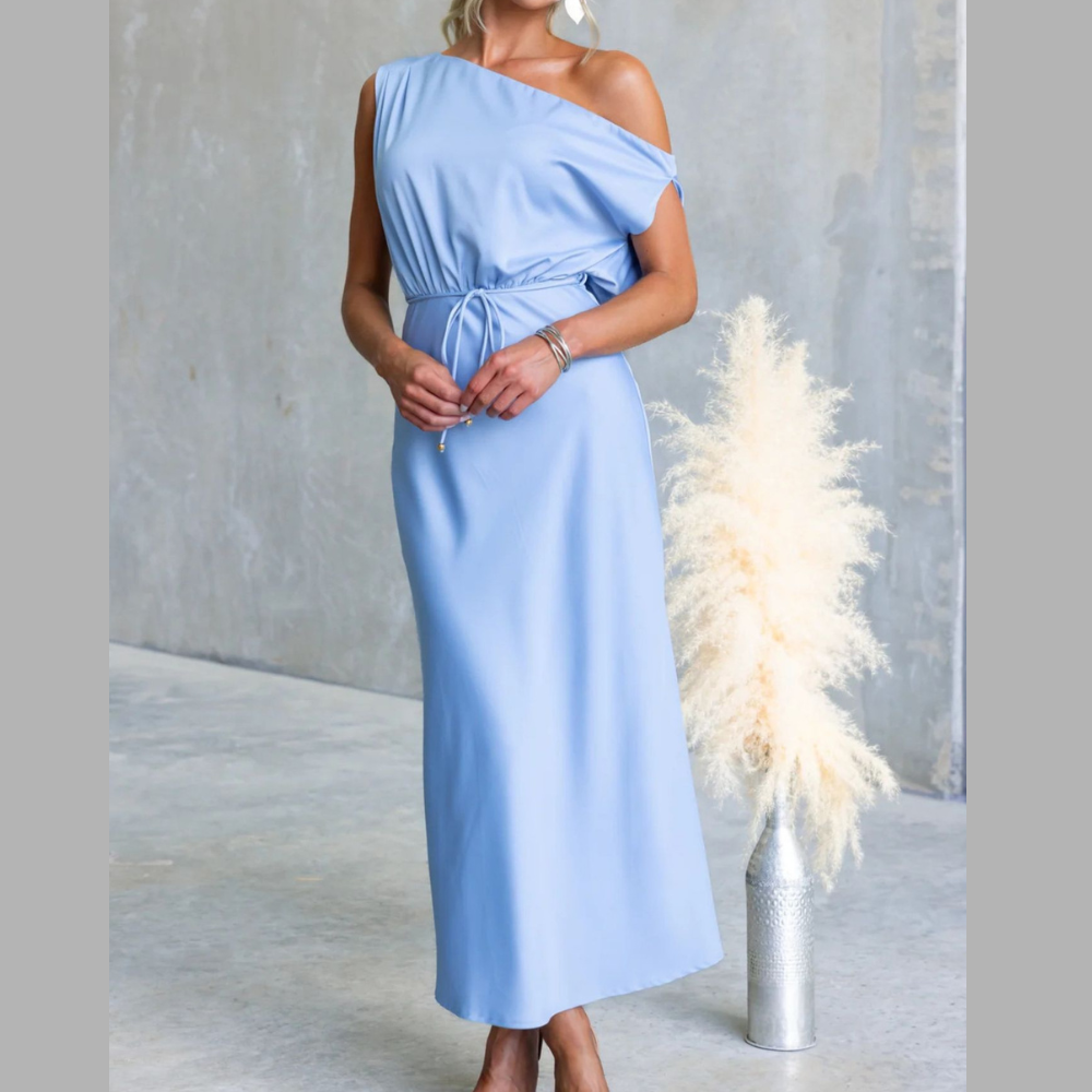 One-Shoulder Tied Midi Dress