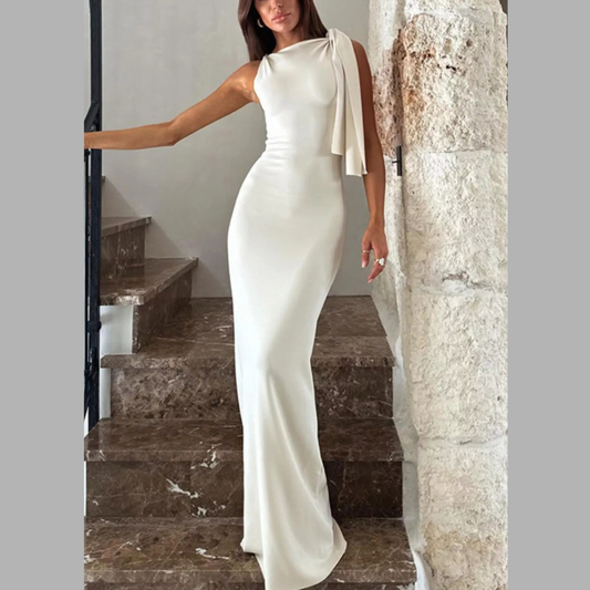 Elegant Sleeveless Tie-Shoulder Maxi Dress