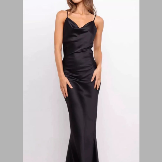 Cowl Neck Satin Maxi Dress