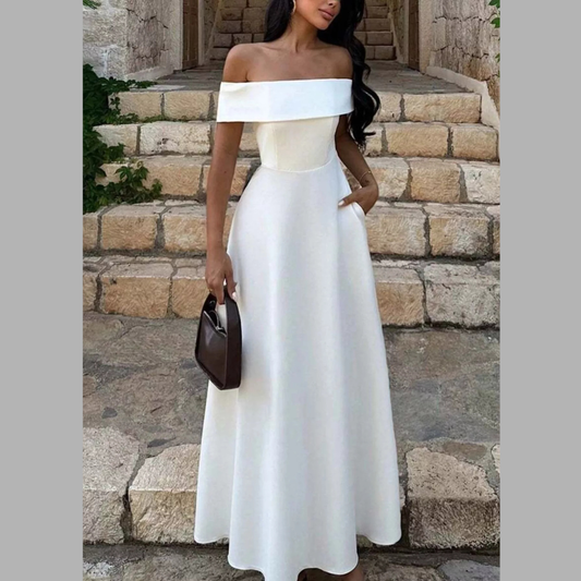 Off-Shoulder A-Line Maxi Dress
