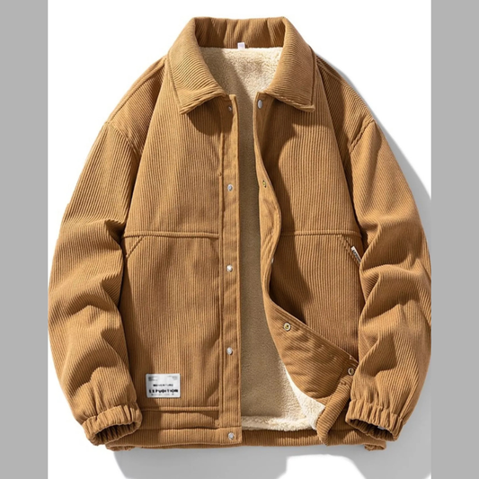 Men's Plus Size Corduroy Sherpa Lined Trucker Jacket