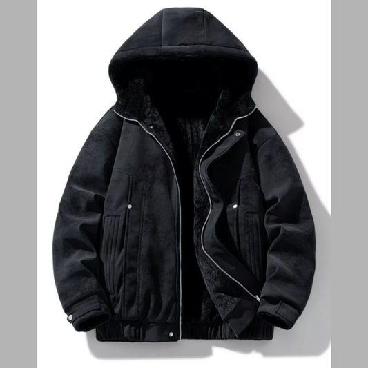 Men's Plus Size Hooded Fleece Lined Winter Jacket