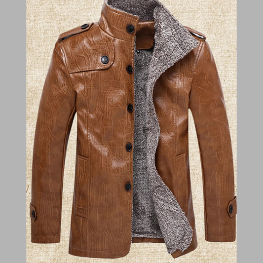 Casual Men's Plus Size Button Up Fleece Lined Coat