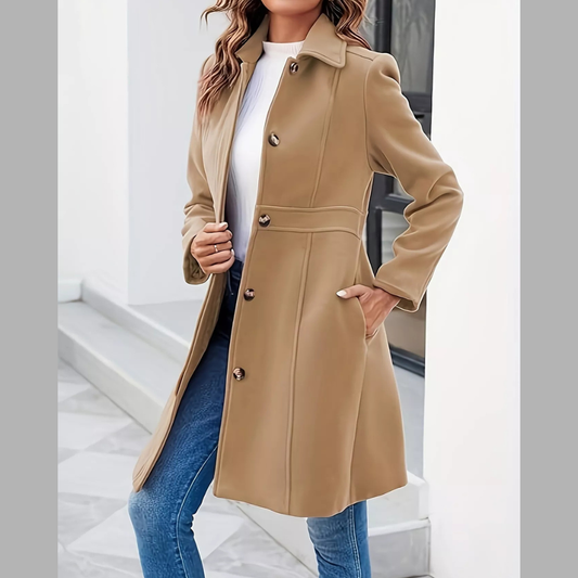 Button-Down Wool Blend Coat