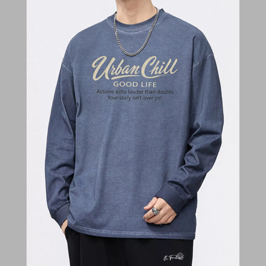 Men's Plus Size Letter Graphic Long Sleeve T-Shirt