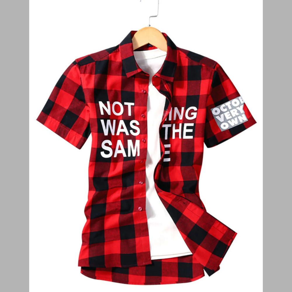 Men's Plus Size Plaid Short Sleeve Shirt
