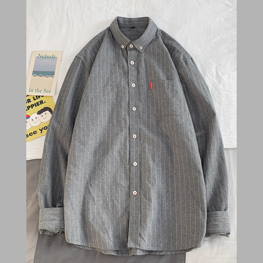 Men's Plus Size Casual Striped Long Sleeve Shirt