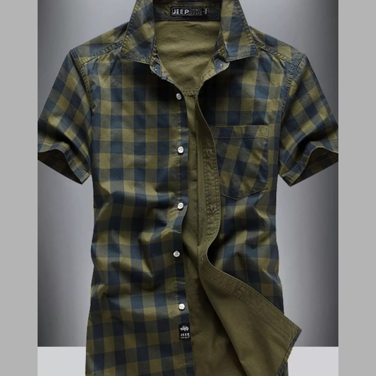 Men's Plus Size Classic Plaid Short Sleeve Casual Shirt