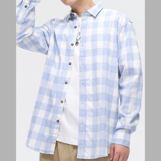 Trendy Men's Full Size Casual Plaid Button Up Shirt Plus Size