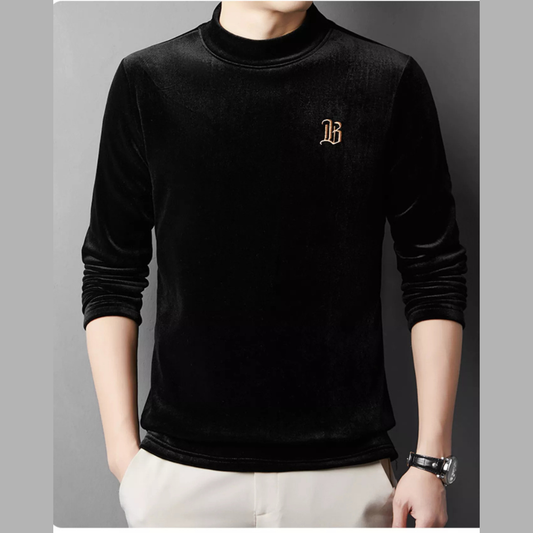 Men's Plus Size Velvet Embroidered Warm T-Shirt