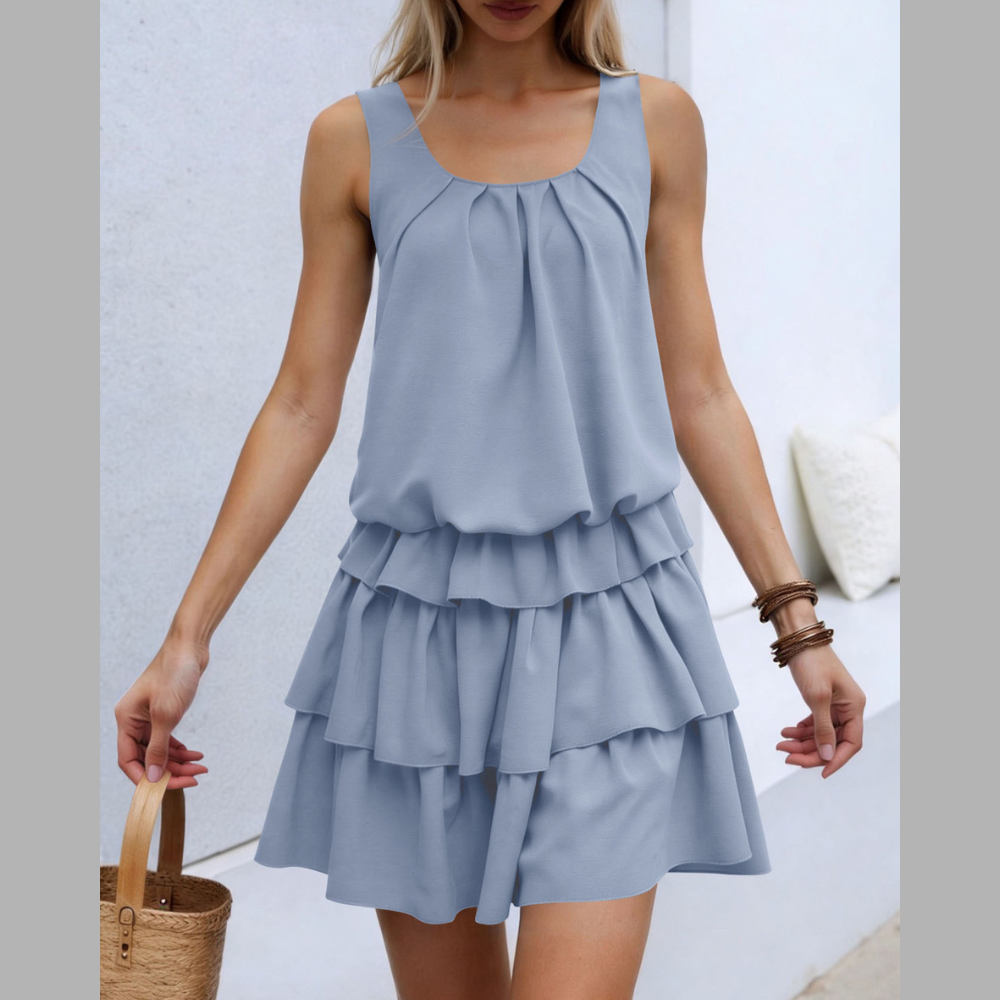 Sleeveless Ruffle Layered Mini Dress