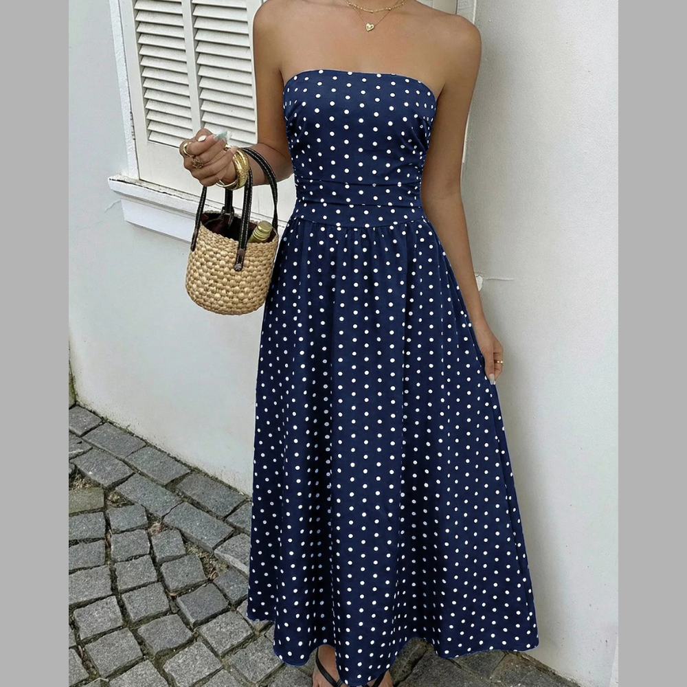Polka Dot Tube A-Line Dress