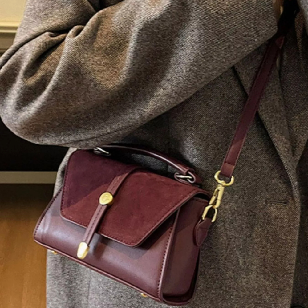 Vintage Suede Flap Crossbody Bag