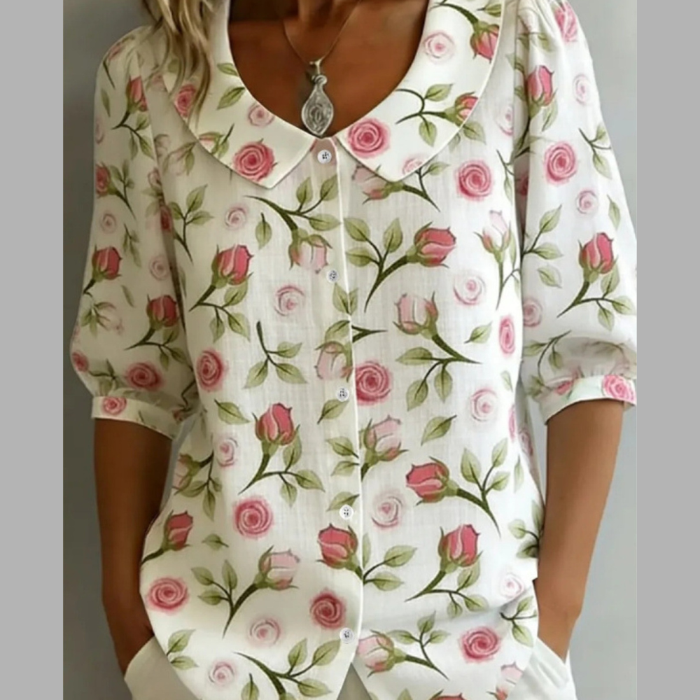 Floral Print Peter Pan Collar Shirt