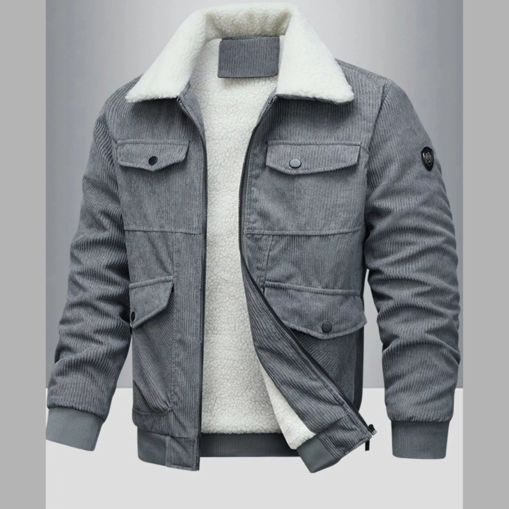 Men's Full Size Corduroy Sherpa Lined Winter Jacket Plus Size