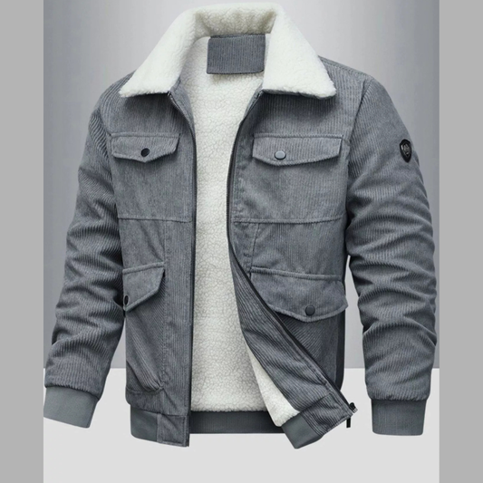 Men's Full Size Corduroy Sherpa Lined Winter Jacket Plus Size