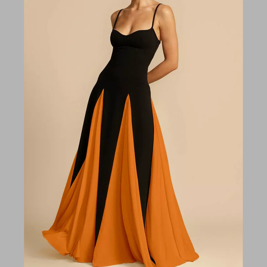 Two-Tone Flowing Maxi Dress