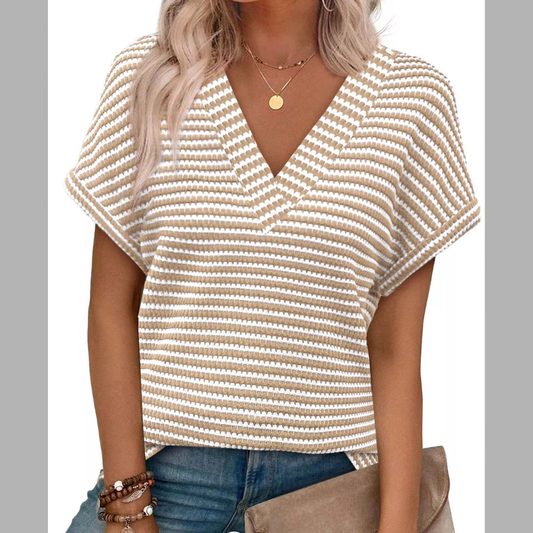 Striped V-Neck Relaxed Fit T-Shirt