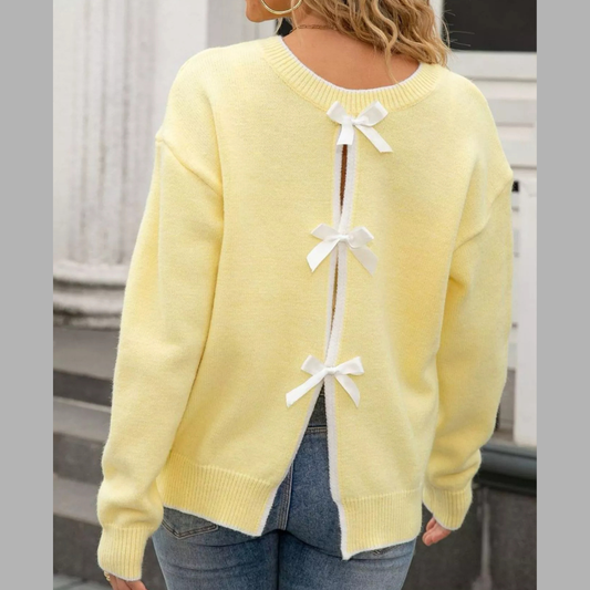Bow-Back Round Neck Sweater