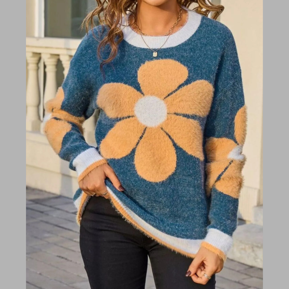 Flower Round Neck Sweater
