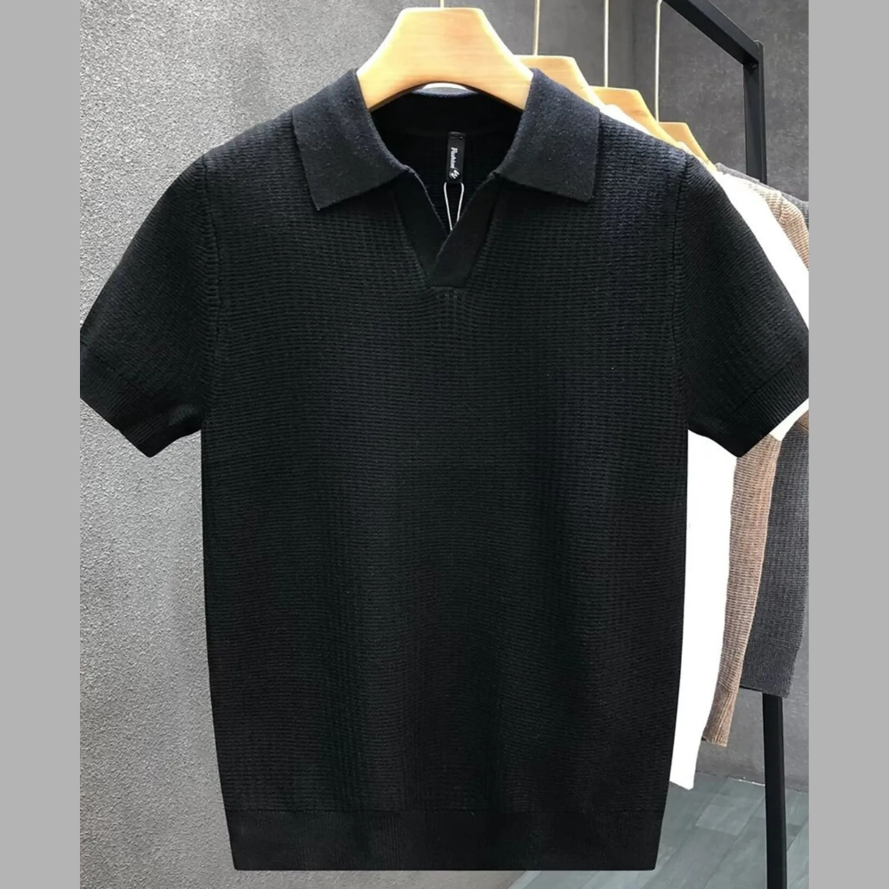 Men's Plus Size Textured Knit Slim Fit Polo