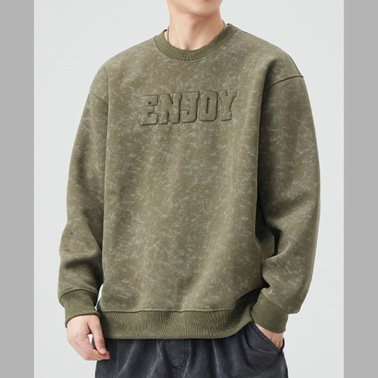 Men's Plus Size Enjoy Round Neck Long Sleeve Sweatshirt